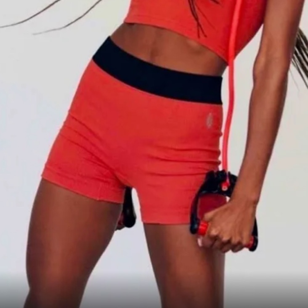 Red Free People Movement Biker Shorts